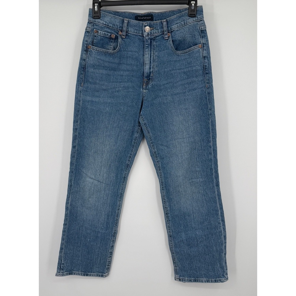 Aeropostale High Rise Baggy Jeans‎ Womens 6 Short Medium Wash Blue Denim